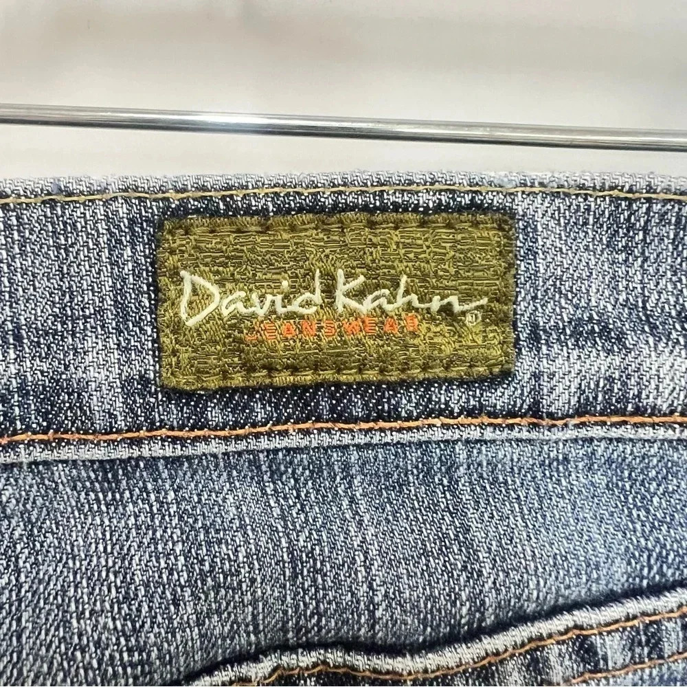 DAVID KAHN "Lauren" straight leg mid wash denim jeans size 12 short - Picture 8 of 15